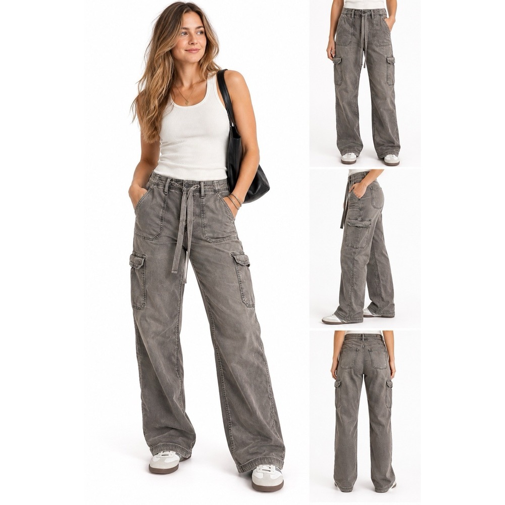 American Eagle Classic Bootcut Cargo Pants Women 14 Gray Military Y2K 90s Grunge